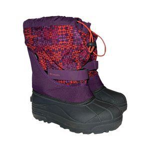 Columbia Purple Abstract Insulated Snow Ski Winter Boots Girl's 6 Barely Worn